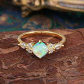 1CT Cushion Cut 4-prong Opal Engagement Ring Unique Marquise Cluster Wedding Promise Anniversary Dainty Ring